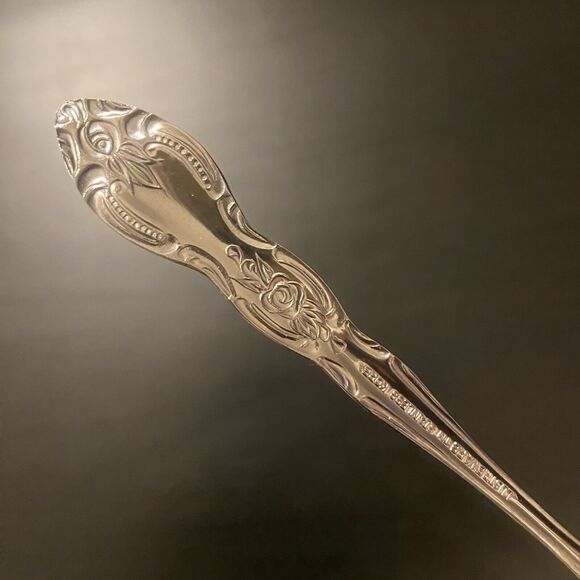 VTG LUSTREWARE Korea Stainless ROSE 7pc Flatware Fork Spoon Knife & Serving Fork - Picture 15 of 16